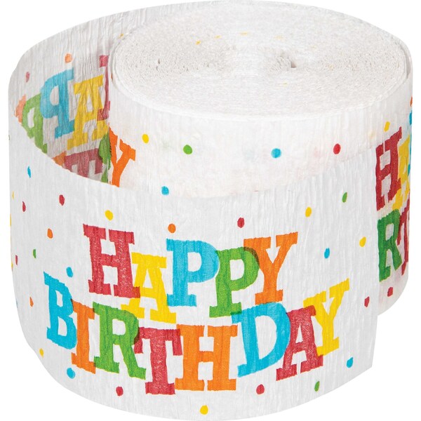 Creative Converting Happy Birthday Streamer, 360"x1.75", 12PK 315374 - main